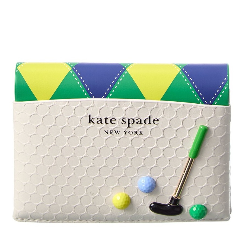 Kate Spade Golf Tee Time Leather Card Case - White Multi
